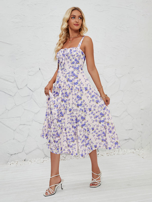 Women’s Fashionable Floral Pastoral Long Dress