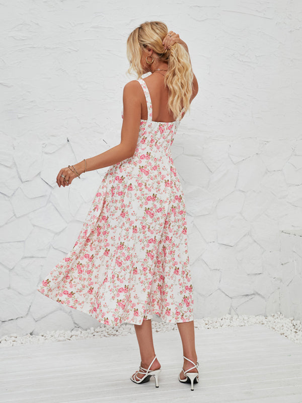Women’s Fashionable Floral Pastoral Long Dress