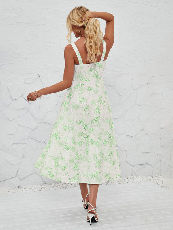 Women’s Fashionable Floral Pastoral Long Dress