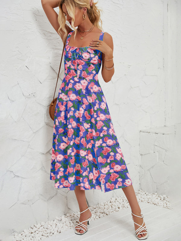 Women’s Fashionable Floral Pastoral Long Dress