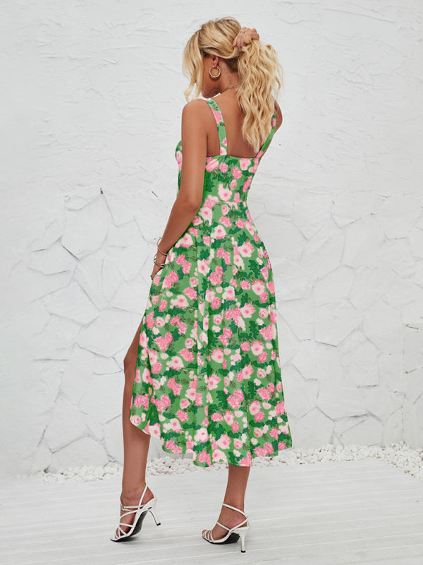 Women’s Fashionable Floral Pastoral Long Dress