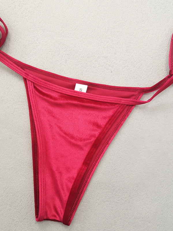 Women’s gold velvet sexy and elegant strappy bikini