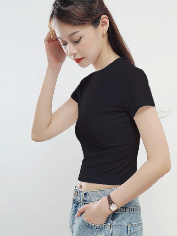 Women’s Half Turtleneck Short Sleeve Top