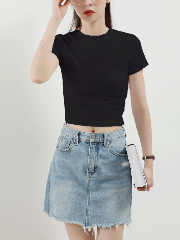 Women’s Half Turtleneck Short Sleeve Top - Black / S