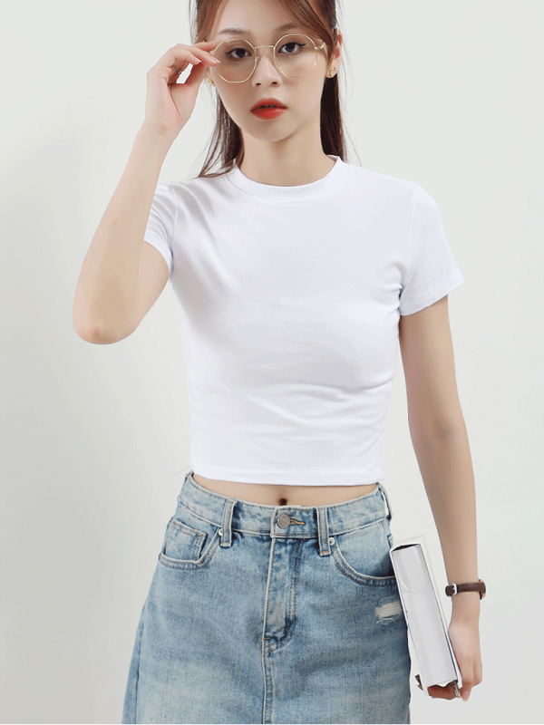 Women’s Half Turtleneck Short Sleeve Top - Raw white off white / S