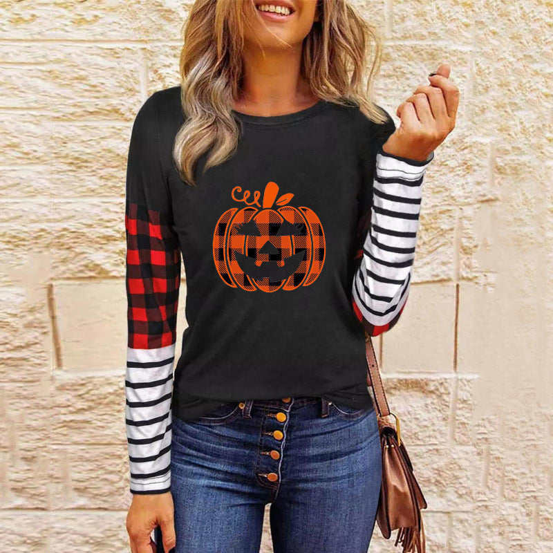 Women’s Halloween Patchwork Knit Top - Pattern1 / S