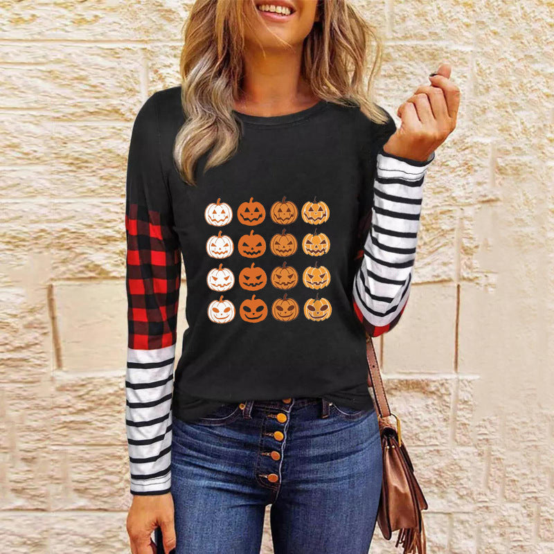 Women’s Halloween Patchwork Knit Top - Pattern3 / S