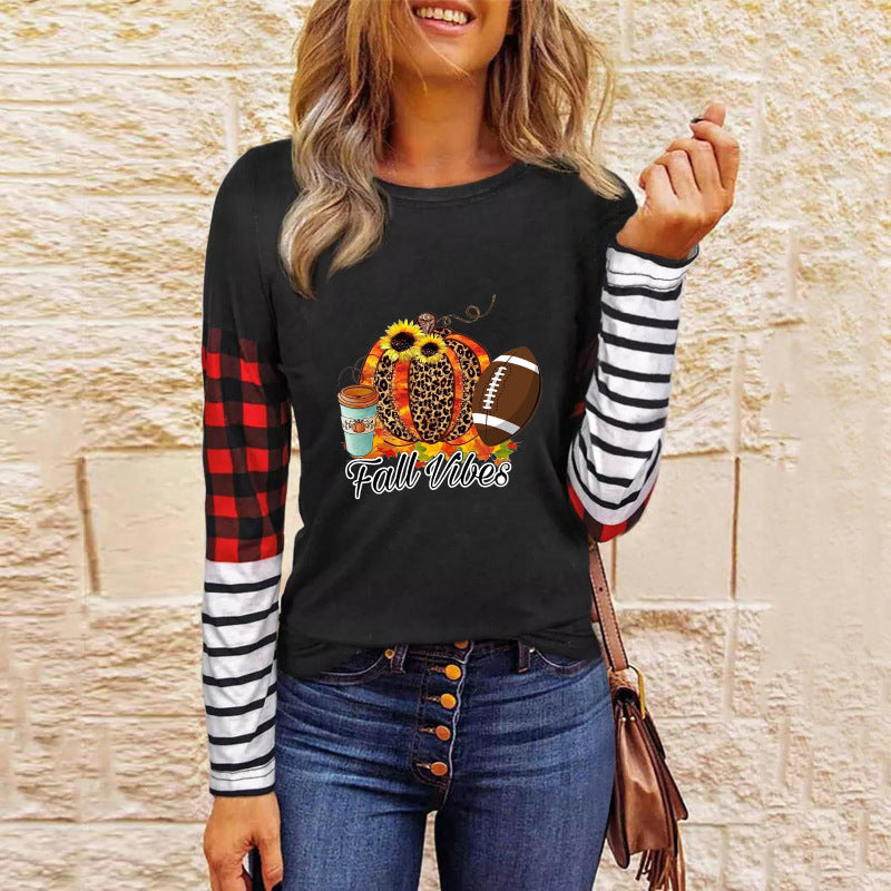 Women’s Halloween Patchwork Knit Top - Pattern4 / S