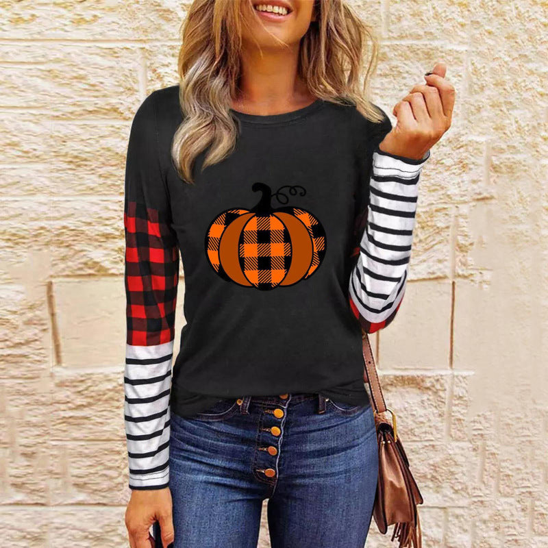 Women’s Halloween Patchwork Knit Top - Pattern7 / S