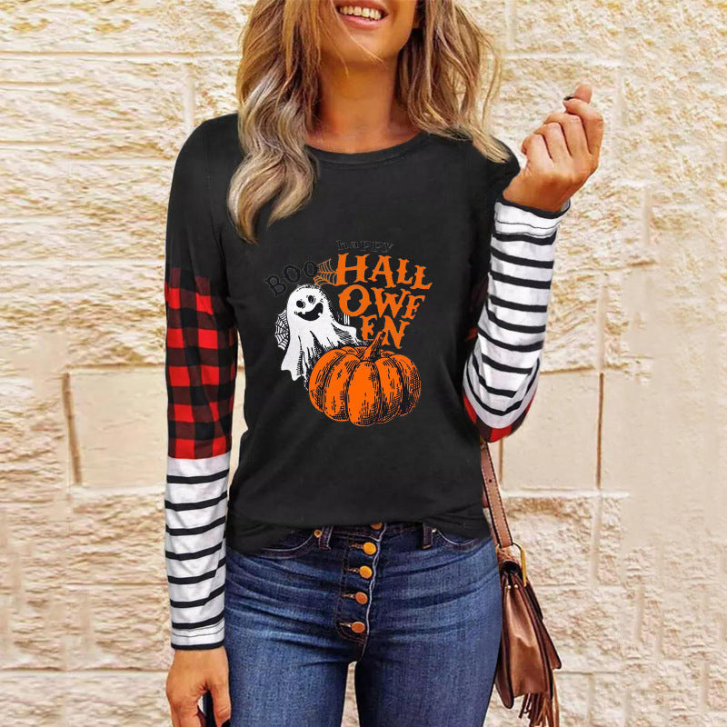 Women’s Halloween Patchwork Knit Top - Pattern9 / S