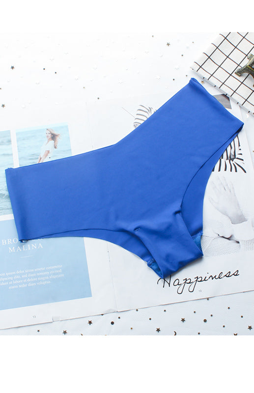 Women’s High Elasticity Solid Knit Panties Simple Style Underwear - Blue / S