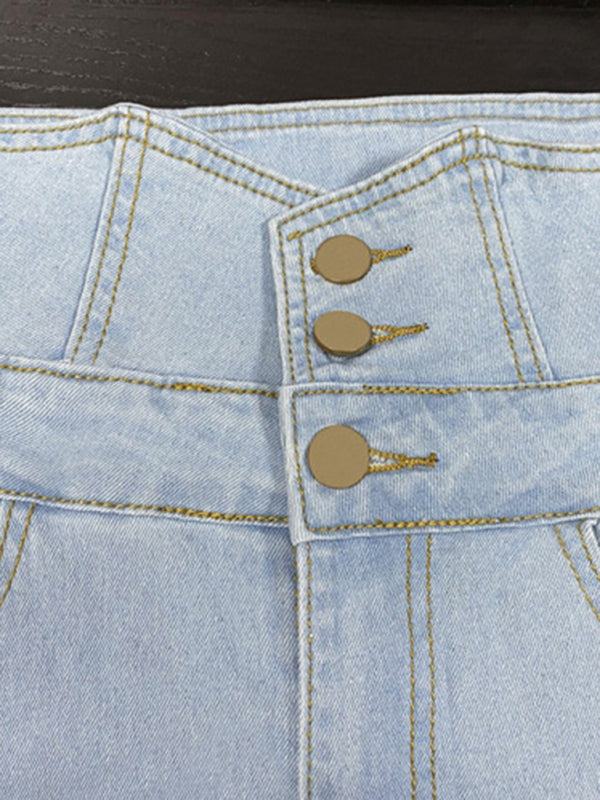 women’s high waist ripped jeans pencil pants