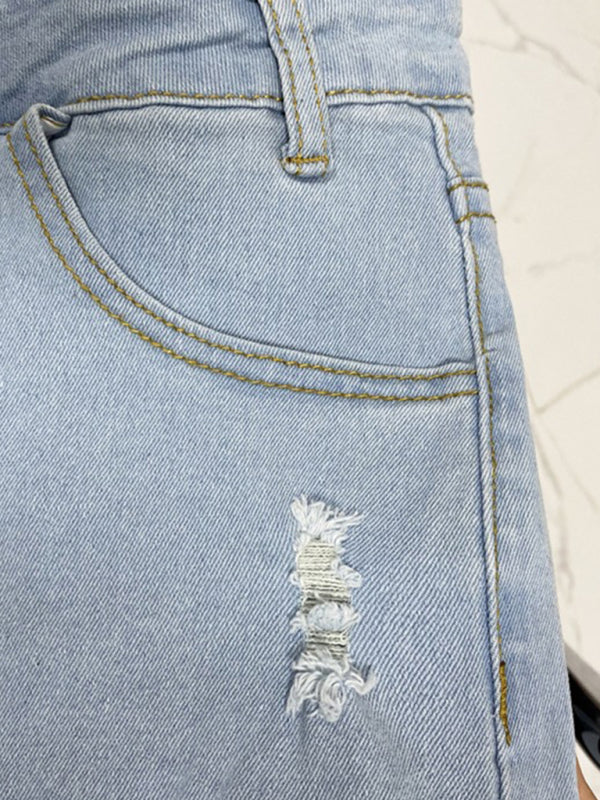 women’s high waist ripped jeans pencil pants