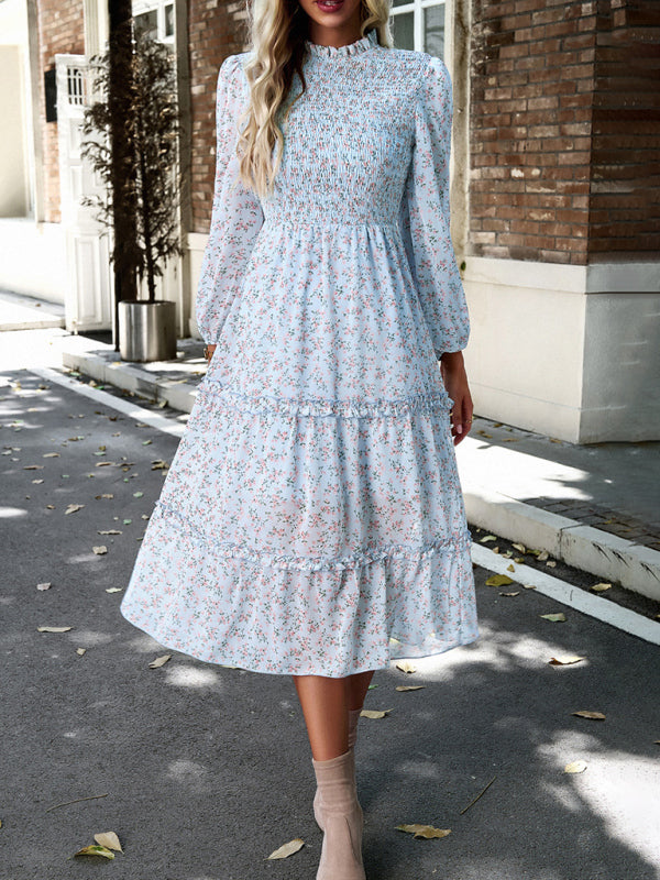 Women's holiday casual floral earring dress - Closther