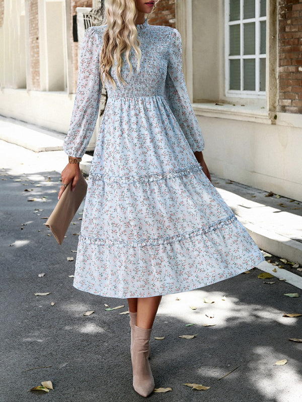 Women's holiday casual floral earring dress - Closther