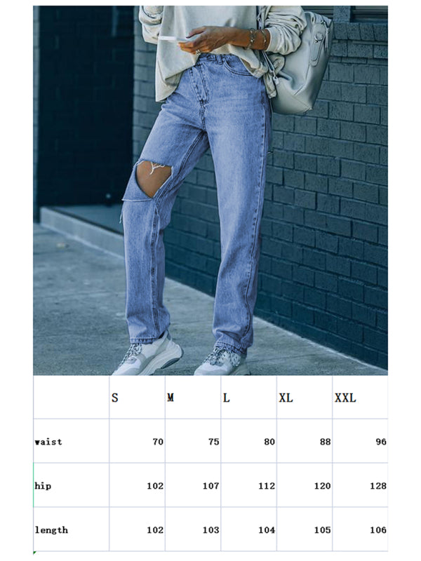 Women’s Irregularly Ripped Denim Trousers