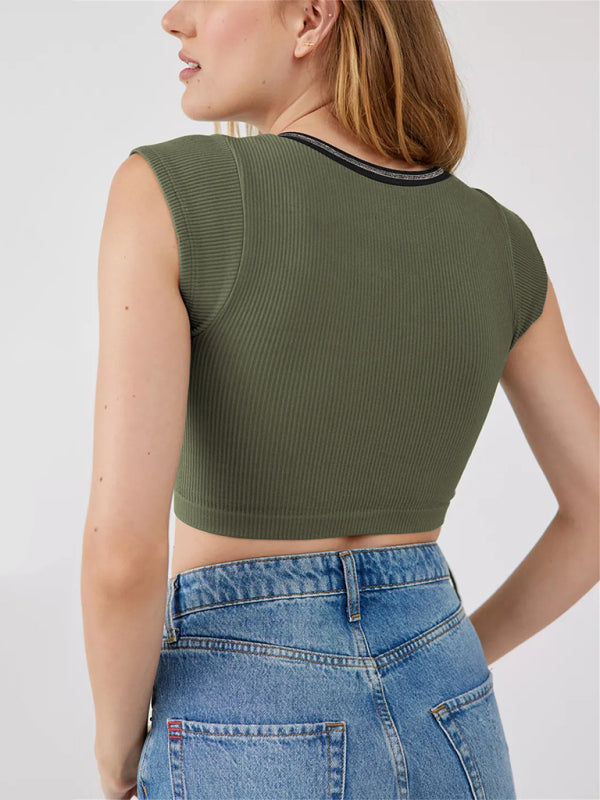 Women’s Knitted Half Cardigan Small Flying Sleeve Short Vest