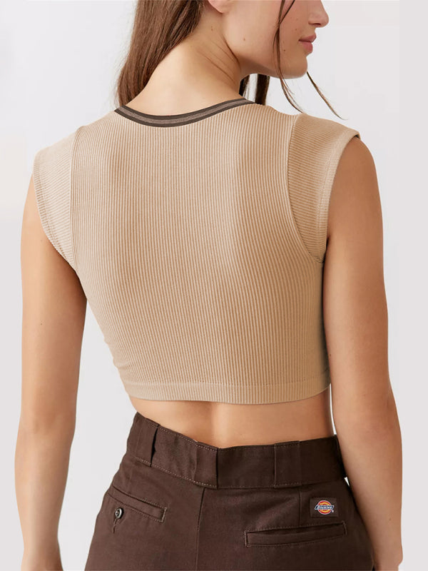 Women’s Knitted Half Cardigan Small Flying Sleeve Short Vest