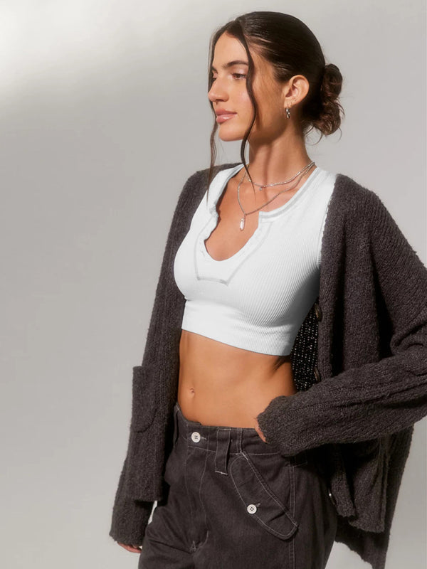 Women’s Knitted Half Cardigan Small Flying Sleeve Short Vest