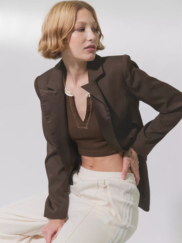 Women’s Knitted Half Cardigan Small Flying Sleeve Short Vest