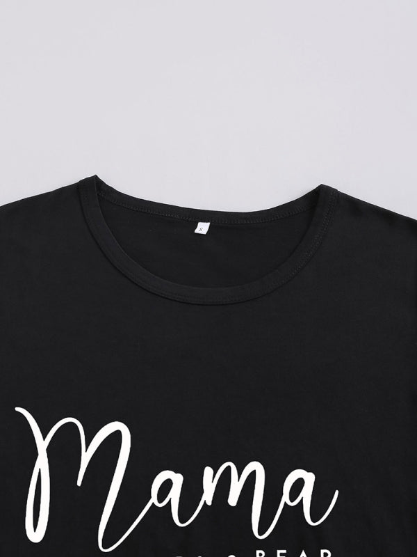 Women’s Knitted Round Neck Mother’s Day Print Short Sleeve T-Shirt