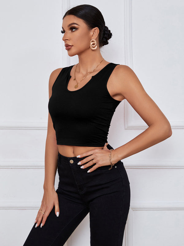 Women’s knitted U-neck all-match short vest