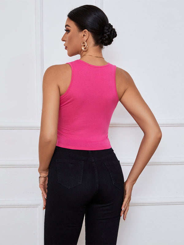Women’s knitted U-neck all-match short vest