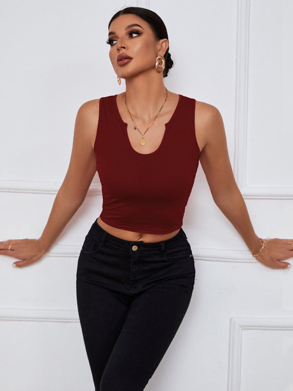 Women’s knitted U-neck all-match short vest