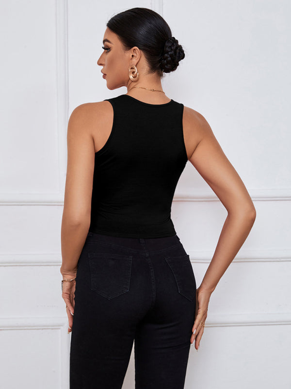 Women’s knitted U-neck all-match short vest