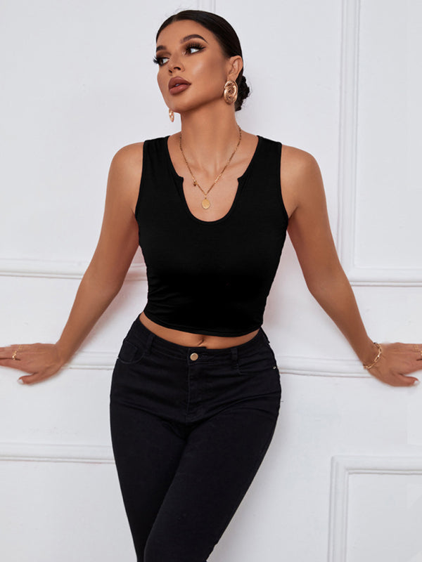 Women’s knitted U-neck all-match short vest