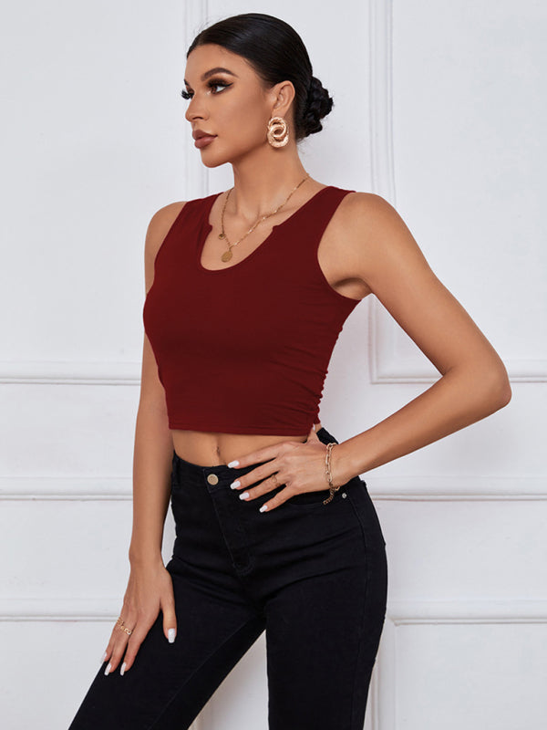 Women’s knitted U-neck all-match short vest