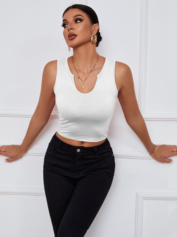 Women’s knitted U-neck all-match short vest