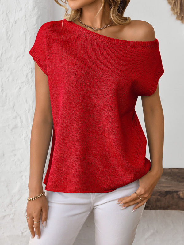 Women’s knitted Y2K pullover solid color top
