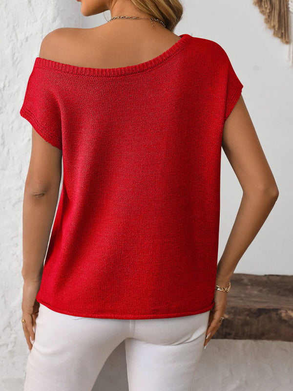 Women’s knitted Y2K pullover solid color top