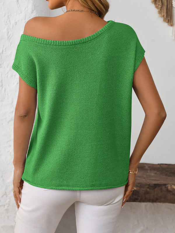 Women’s knitted Y2K pullover solid color top