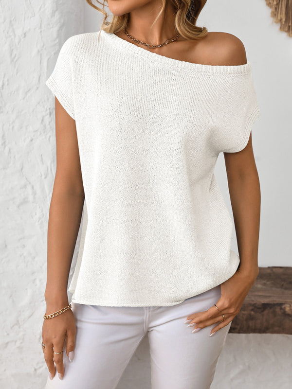 Women’s knitted Y2K pullover solid color top