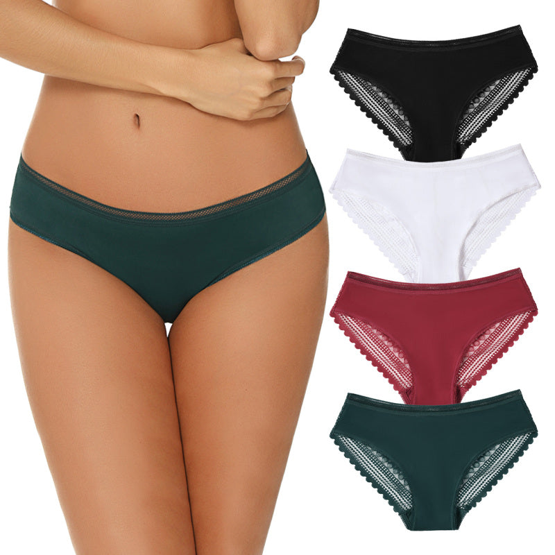 Women’s Lace Panties Hipster Ladies Low Rise Full Briefs Lace Underwear