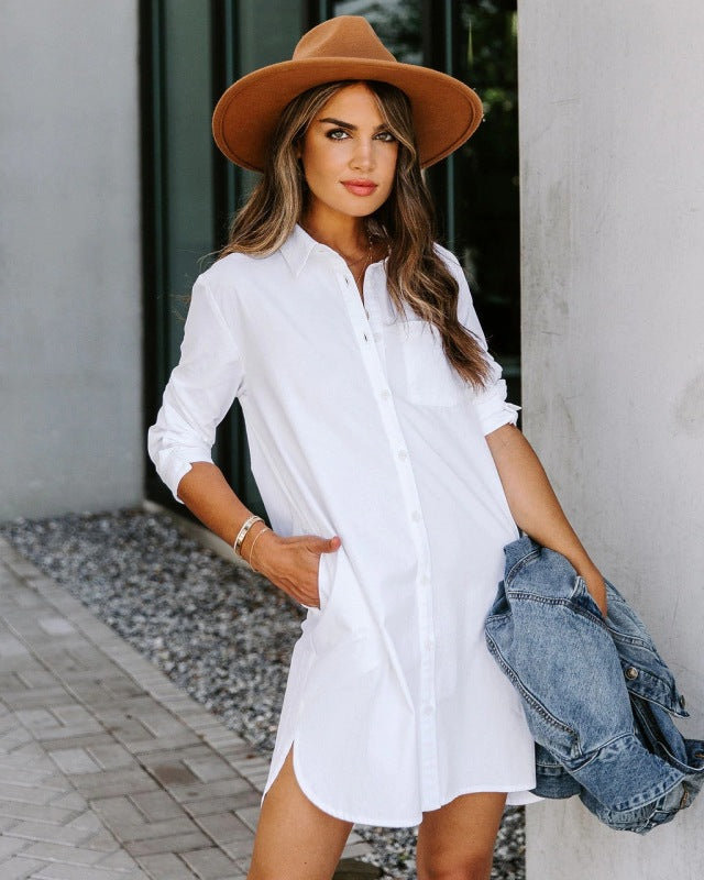 Women’s long casual temperament long-sleeved shirt