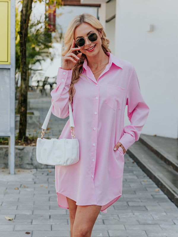 Women’s long casual temperament long-sleeved shirt