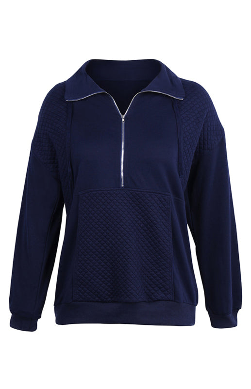 Women’s Long Sleeve Zippered Diamond Check Coat