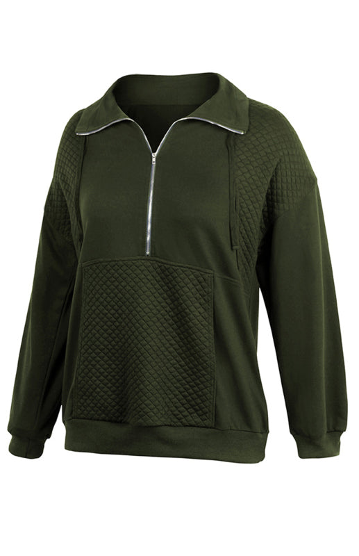 Women’s Long Sleeve Zippered Diamond Check Coat