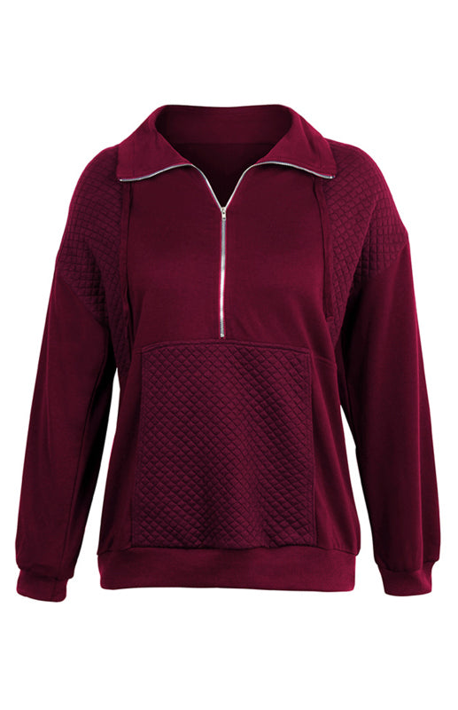 Women’s Long Sleeve Zippered Diamond Check Coat