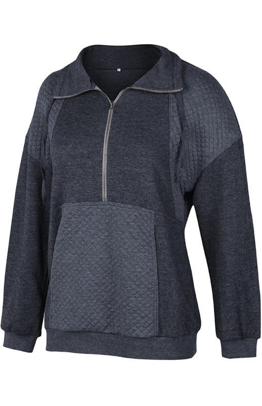 Women’s Long Sleeve Zippered Diamond Check Coat