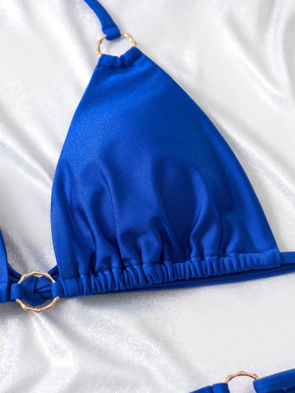 Women’s metal ring beach strap suspender sexy two-piece bikini