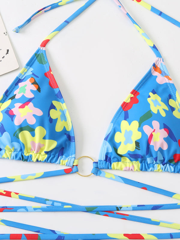 Women’s New Bikini Floral Print Beach Strap Swimsuit