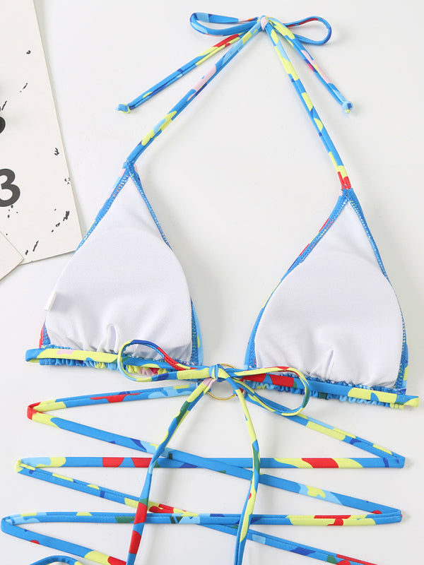 Women’s New Bikini Floral Print Beach Strap Swimsuit