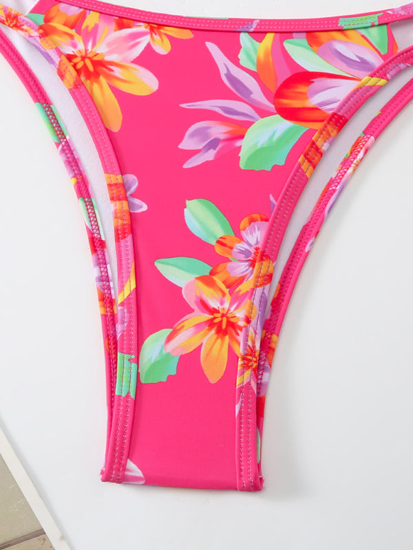 Women’s New Bikini Floral Print Double Strap Swimsuit