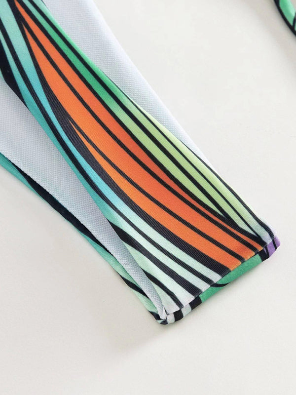 Women’s new bikini gradient hollow fringed one-piece swimsuit