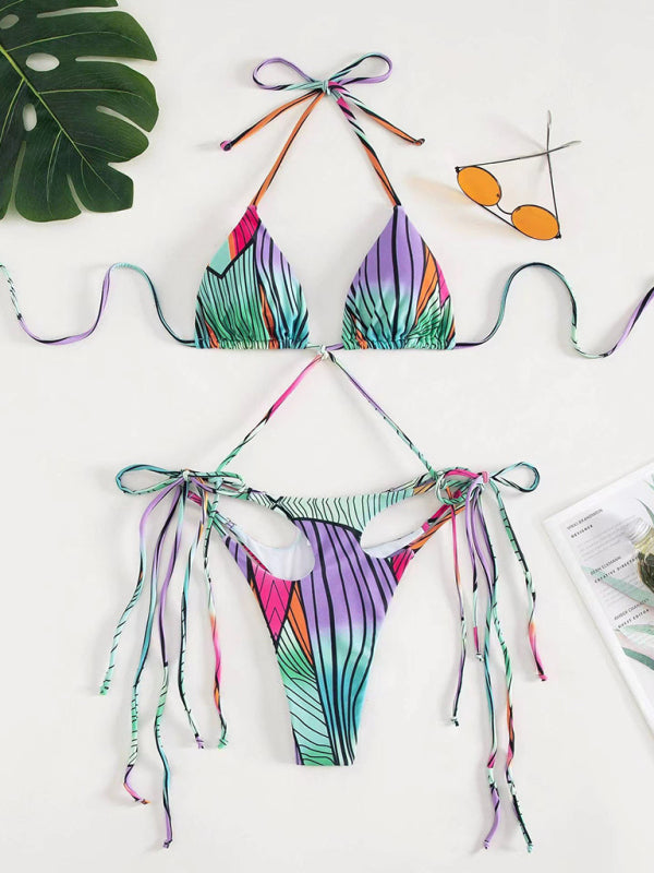 Women’s new bikini gradient hollow fringed one-piece swimsuit