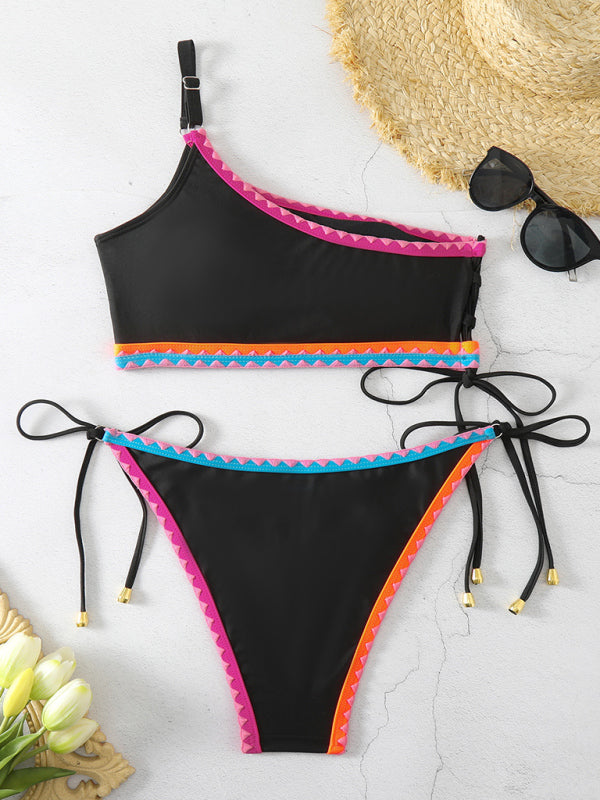 Women’s new one-shoulder hook-up split swimsuit